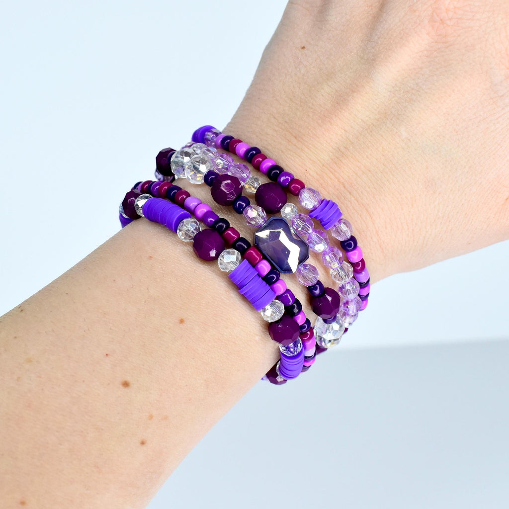 Purple Beaded Bracelet Collection | Crystal and Plum Bracelet Set