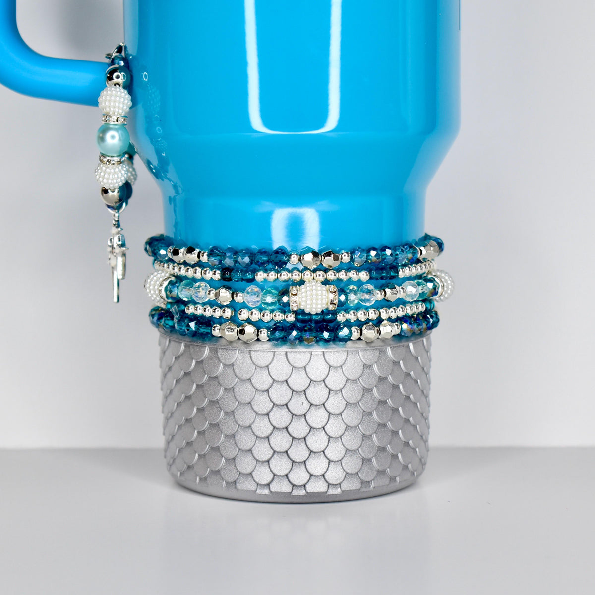 Blue and Silver Bracelet Collection | Handmade Beaded Stretch Bracelets
