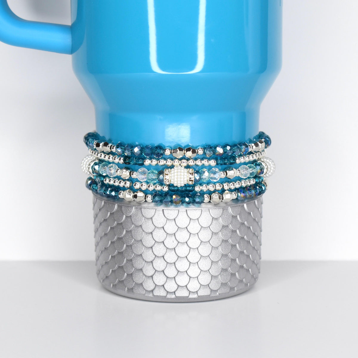 Blue and Silver Bracelet Collection | Handmade Beaded Stretch Bracelets