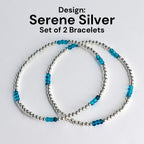 Blue and Silver Bracelet Collection | Handmade Beaded Stretch Bracelets