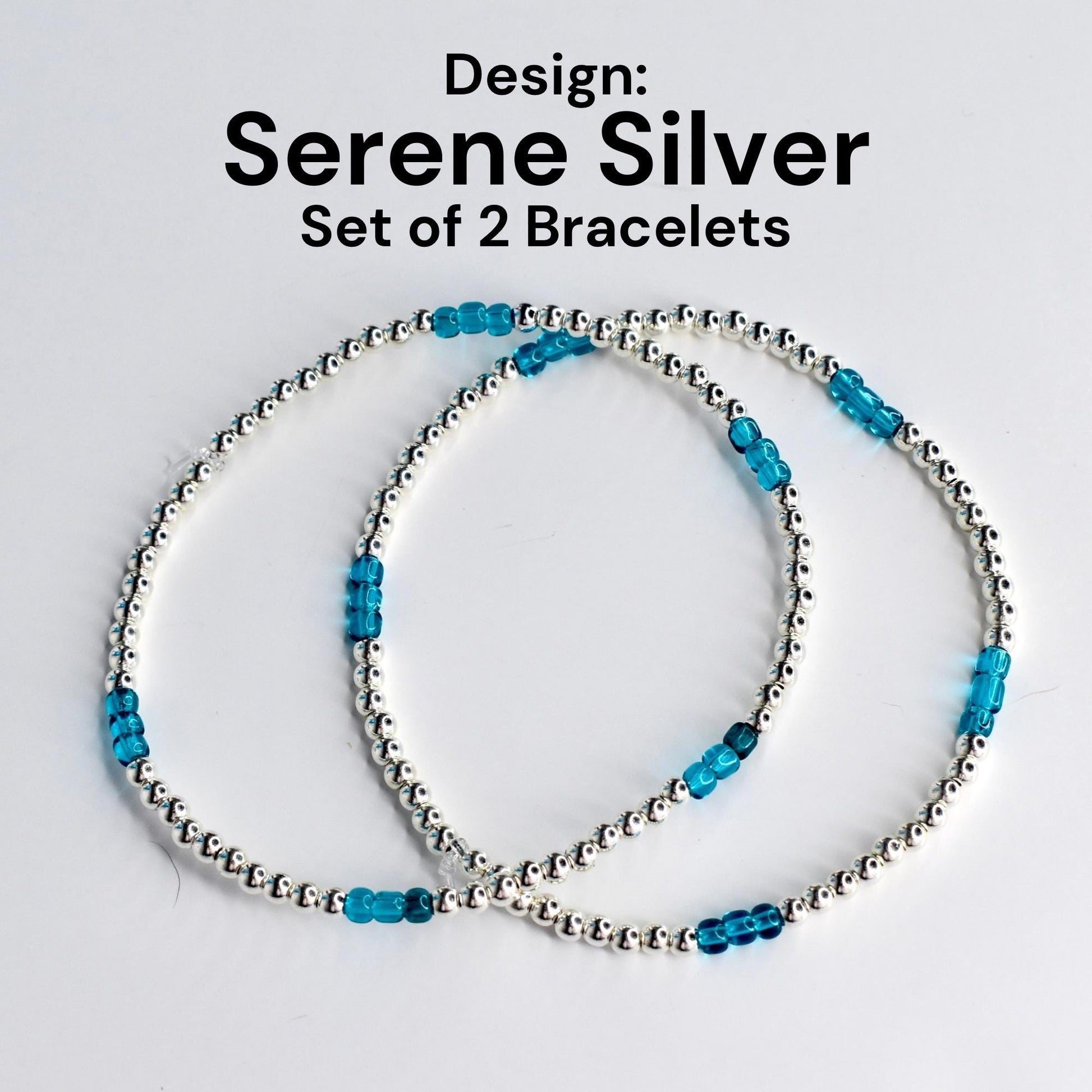 Blue Bracelet Collection with Silver Sparkling Accent Beads