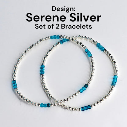 Blue Bracelet Collection with Silver Sparkling Accent Beads