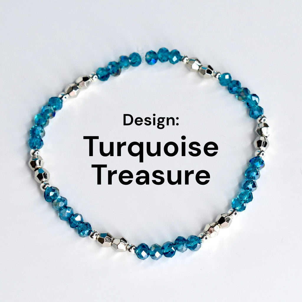 Blue and Silver Bracelet Collection | Handmade Beaded Stretch Bracelets