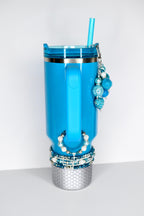 Turquoise Tumbler Straw Charm with Sparkling Accent Beads