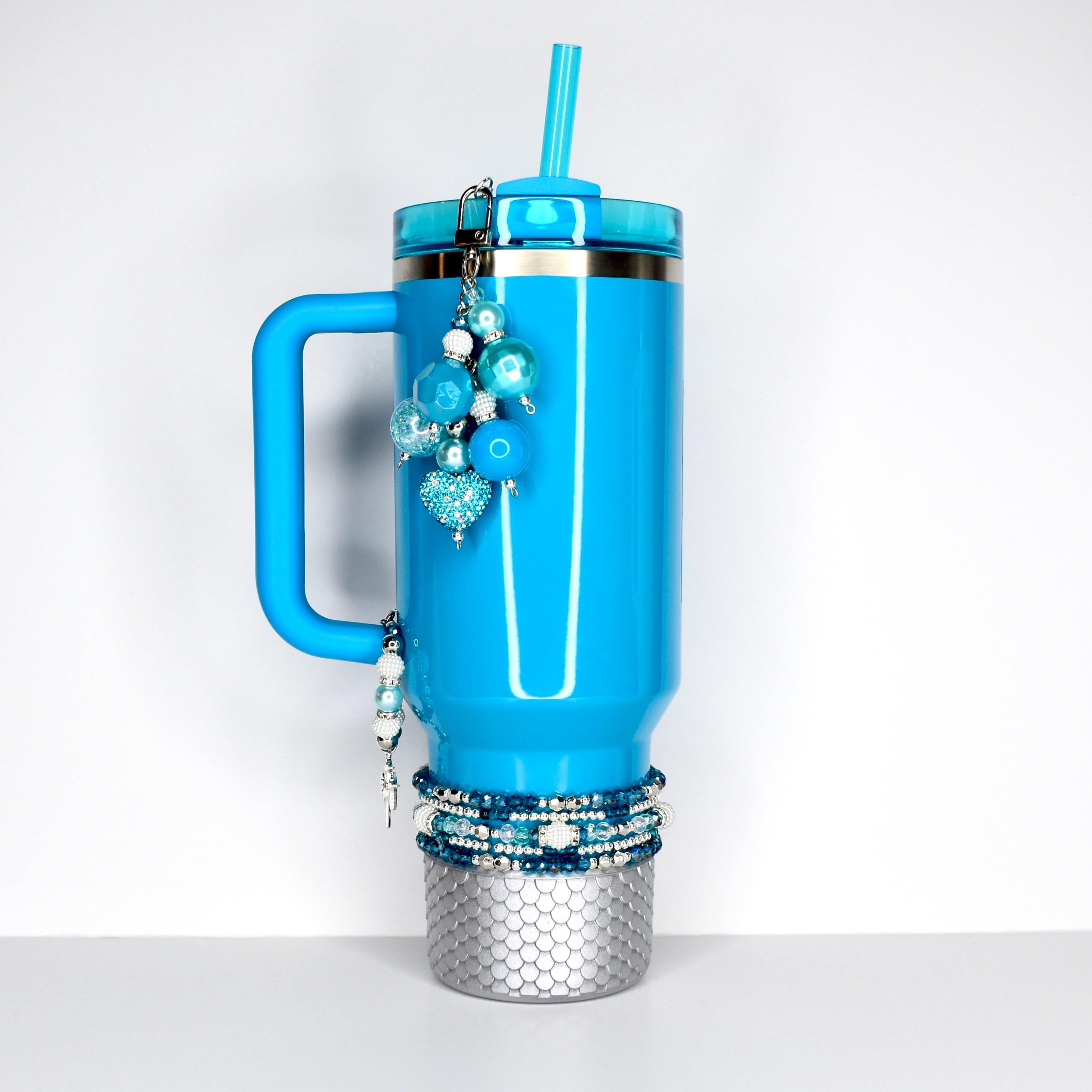 Turquoise Tumbler Straw Charm with Sparkling Accent Beads