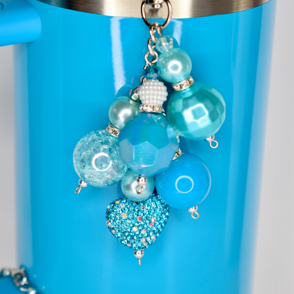 Turquoise Tumbler Straw Charm with Sparkling Accent Beads