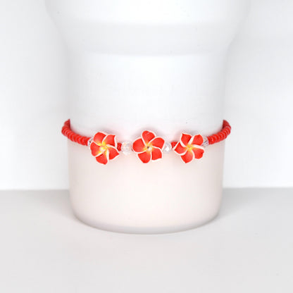 Plumeria Flower Bracelet Collection - Colorful Beaded Bracelets with Clay Flower Beads