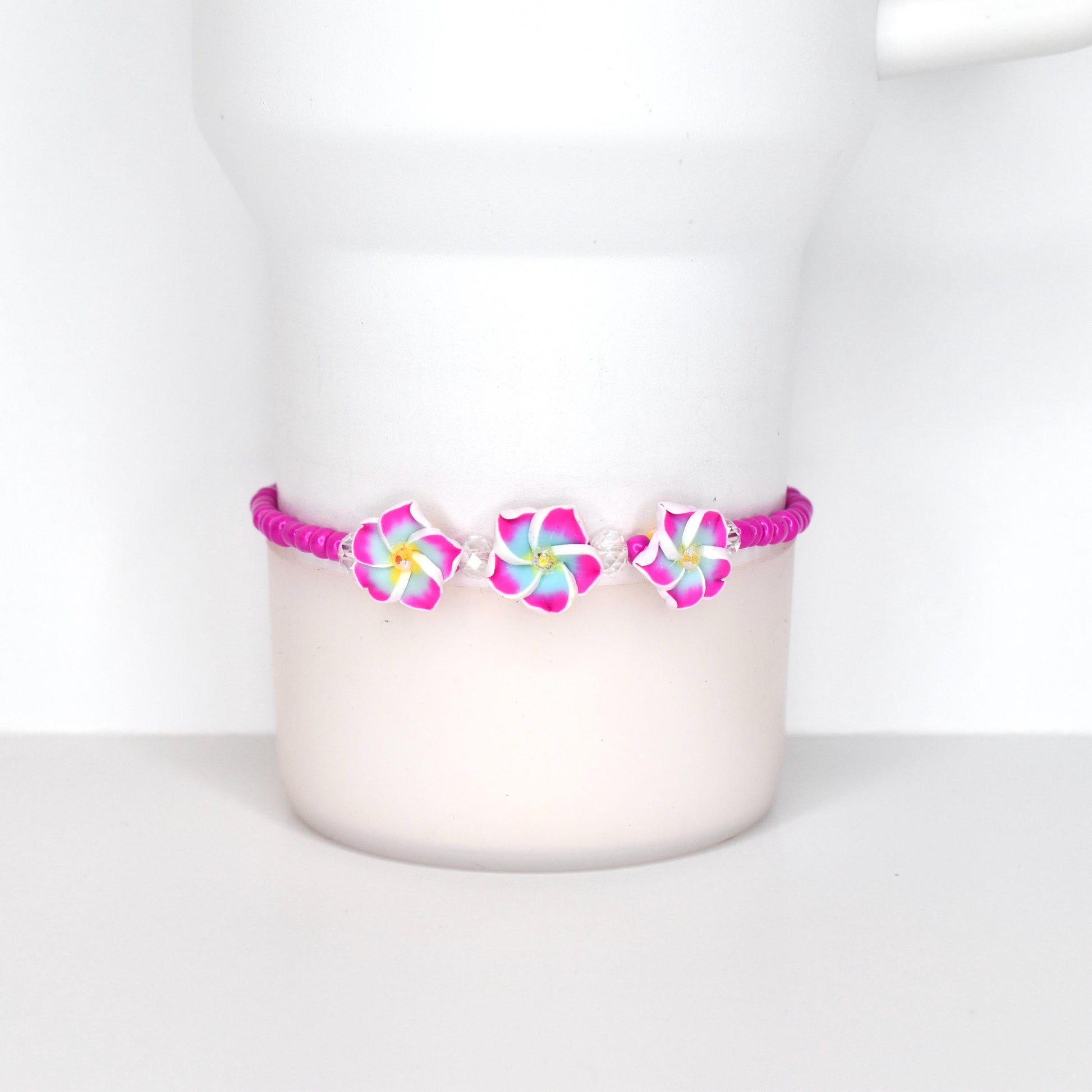 Plumeria Flower Bracelet Collection - Colorful Beaded Bracelets with Clay Flower Beads