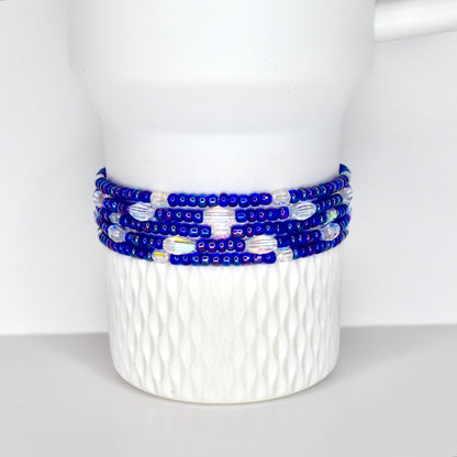 Royal Blue Beaded Bracelet Collection: Iridescent Blue-Purple Beaded Bracelets with AB Crystal Accents