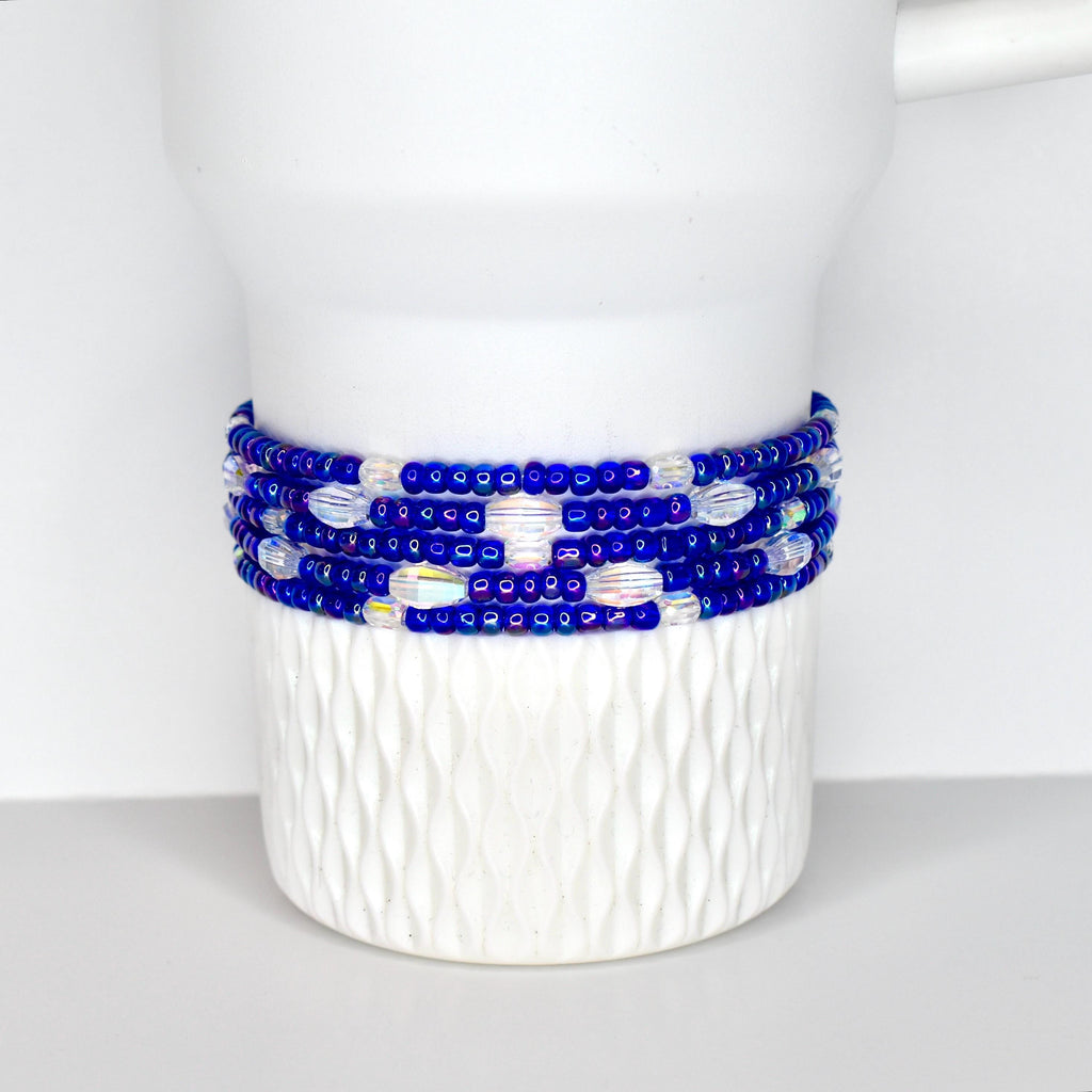 Royal Blue Beaded Bracelet Collection: Iridescent Blue-Purple Beaded Bracelets with AB Crystal Accents