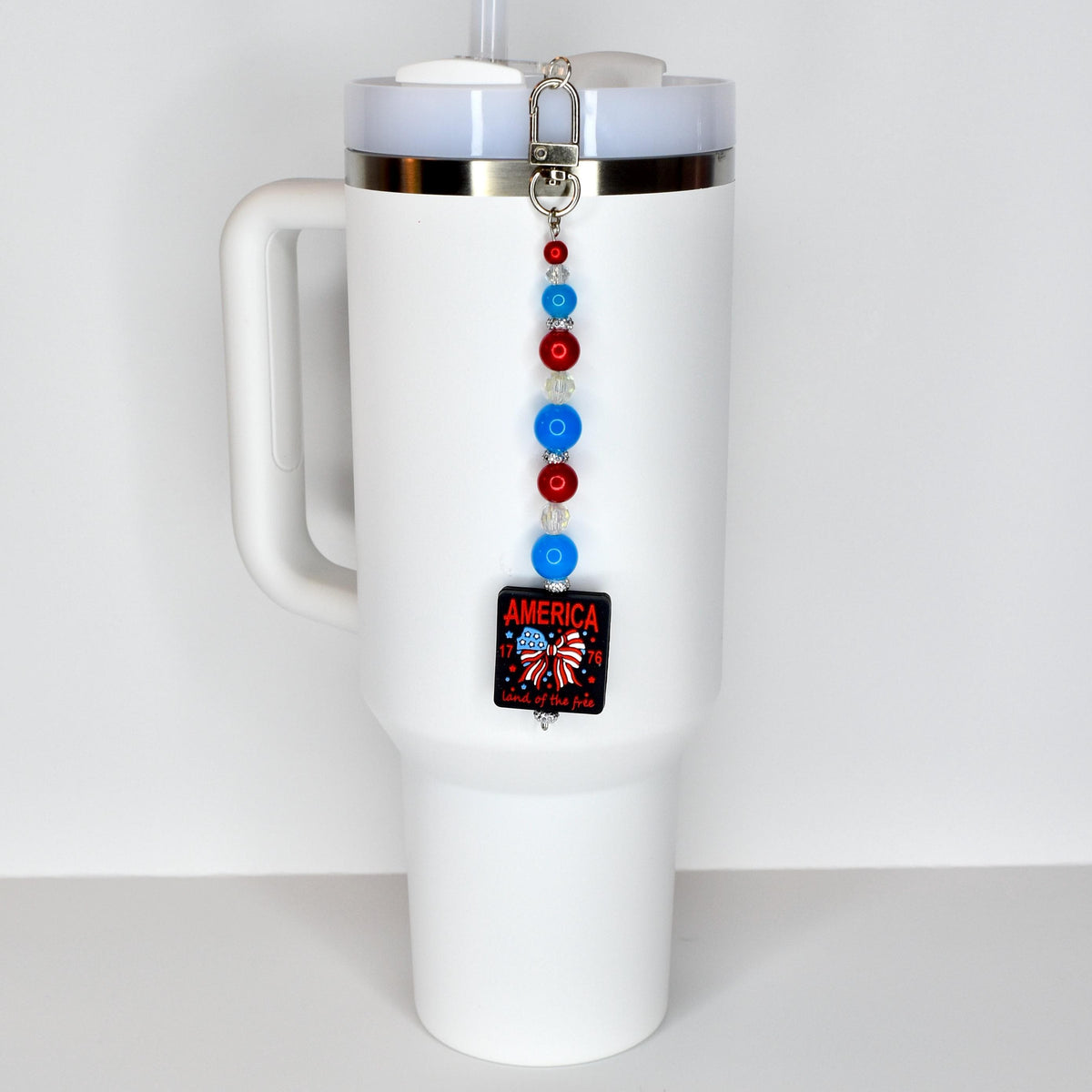 Patriotic Beaded Tumbler Charm | America 1776 Bag Accessory