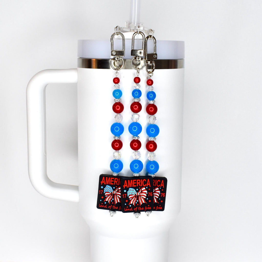 Patriotic Beaded Tumbler Charm | America 1776 Bag Accessory