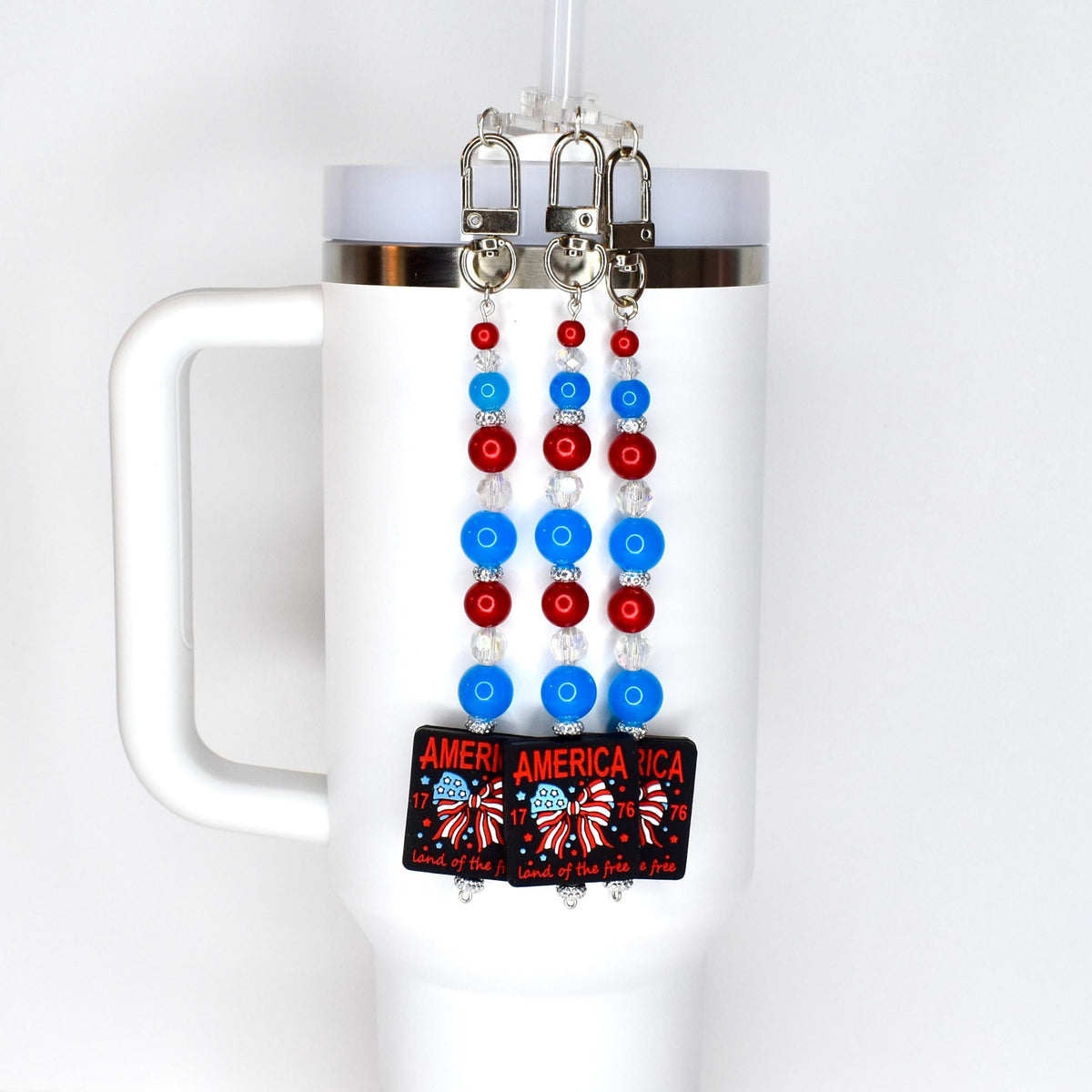 Patriotic Beaded Tumbler Charm | America 1776 Bag Accessory