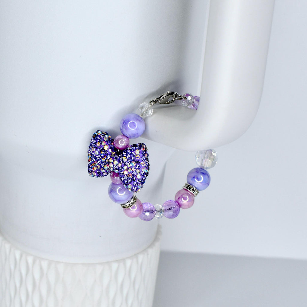 Purple Bow Tumbler Handle Charm