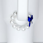 Blue Bow Pearl Tumbler Handle Bracelet