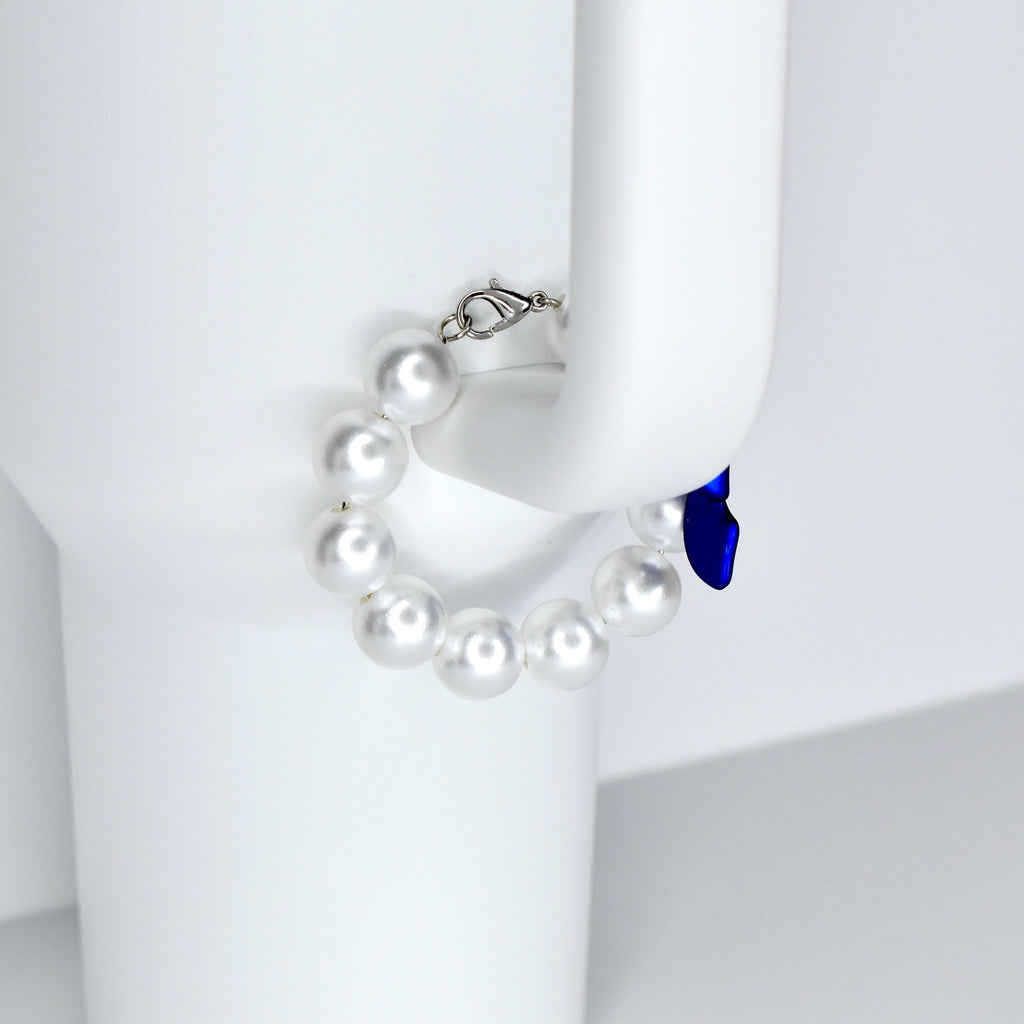 Blue Bow Pearl Tumbler Handle Bracelet