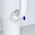 Blue Bow Pearl Tumbler Handle Bracelet