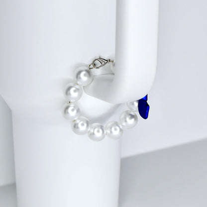 Blue Bow Pearl Tumbler Handle Bracelet