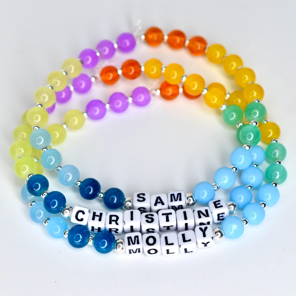 Custom Name Bracelet with Colorful Glass Beads