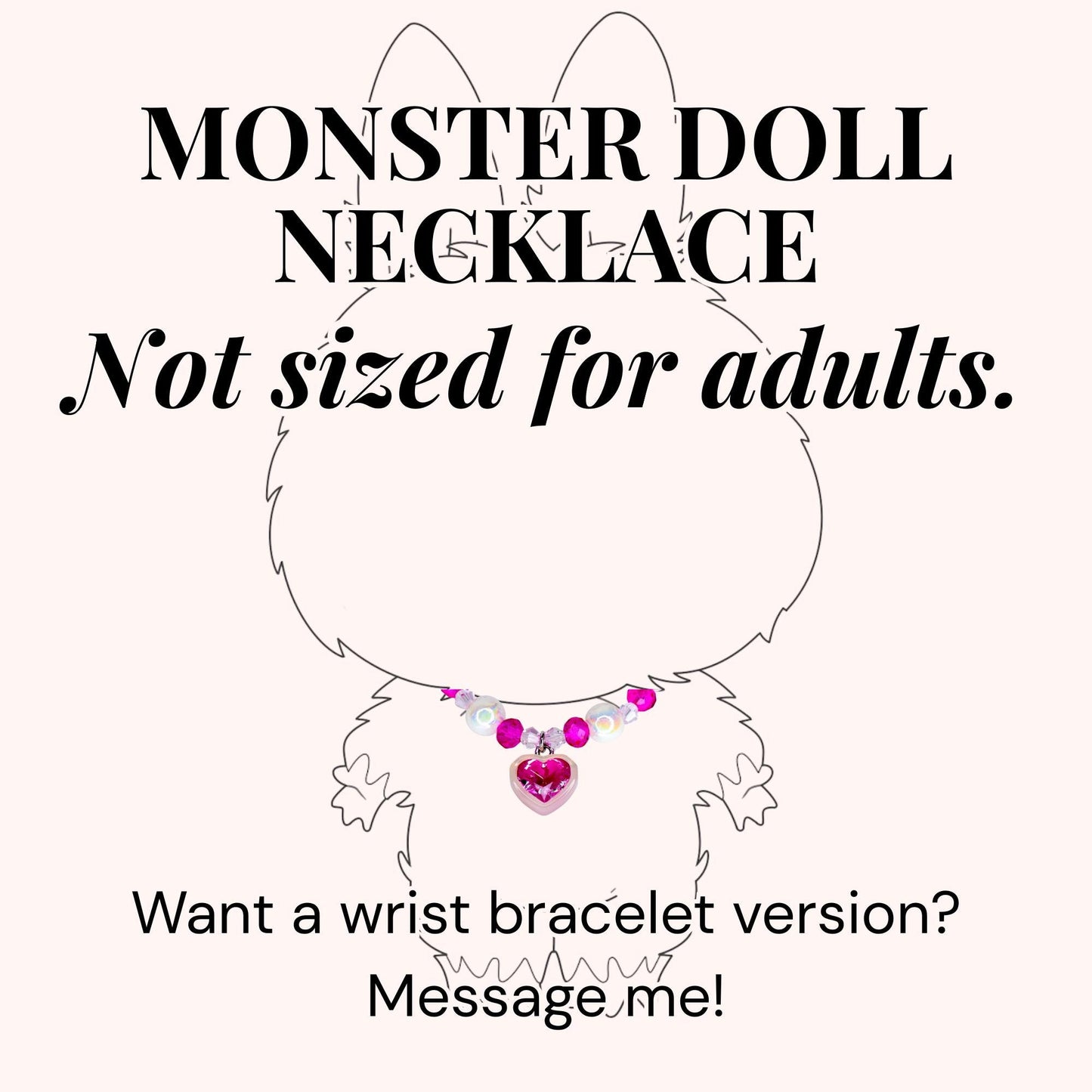 Hot Pink Heart Charm Necklace for Monster Doll