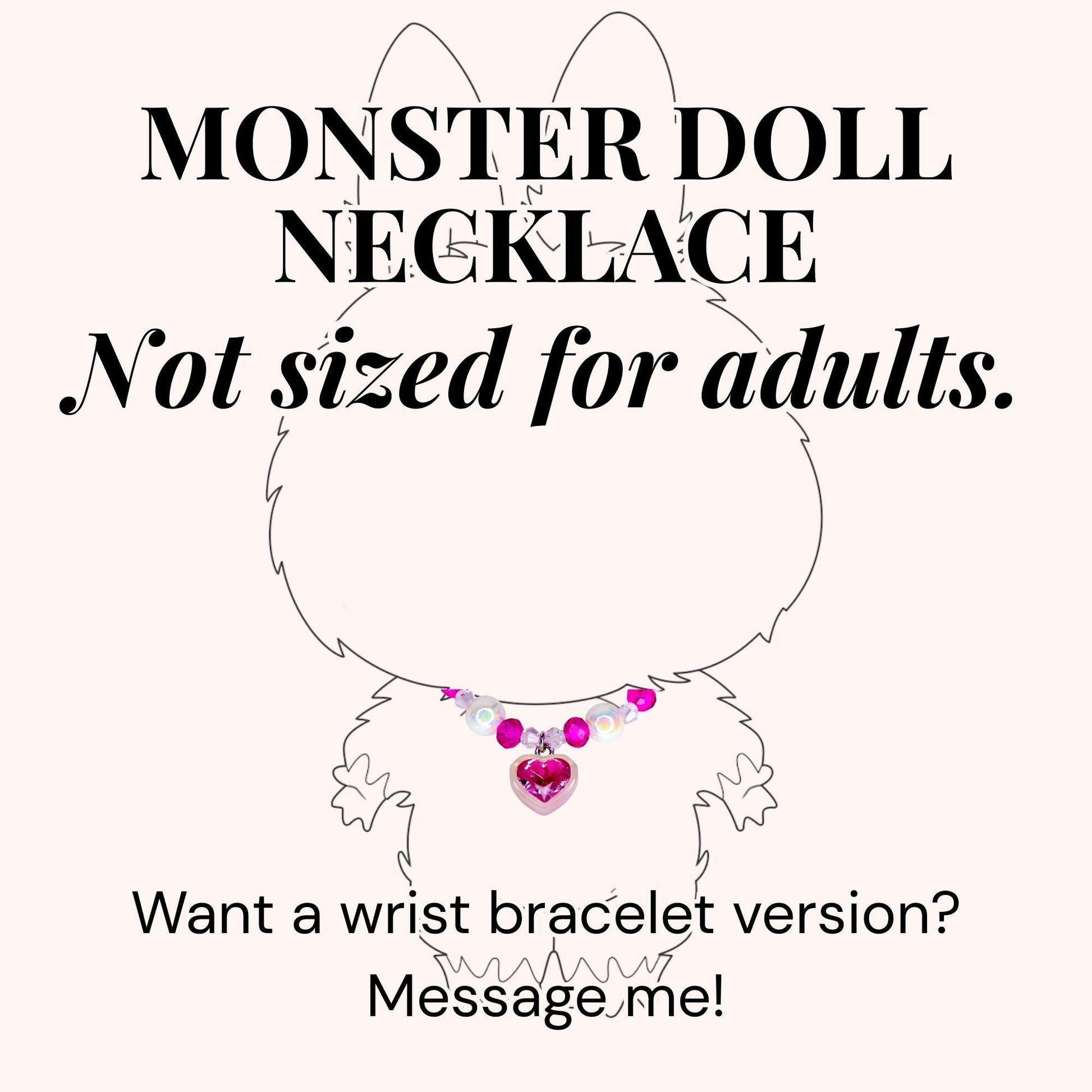Hot Pink Heart Charm Necklace for Monster Doll