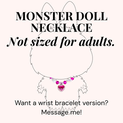 Hot Pink Heart Charm Necklace for Monster Doll