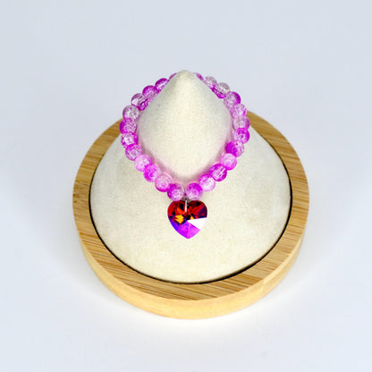 Pink and Red Crystal Heart Charm Necklace for Monster Doll