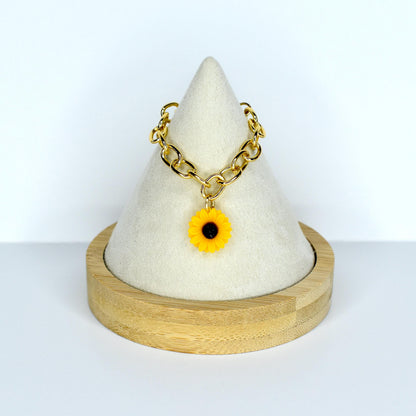 Gold Chain Sunflower Charm Necklace for Monster Doll