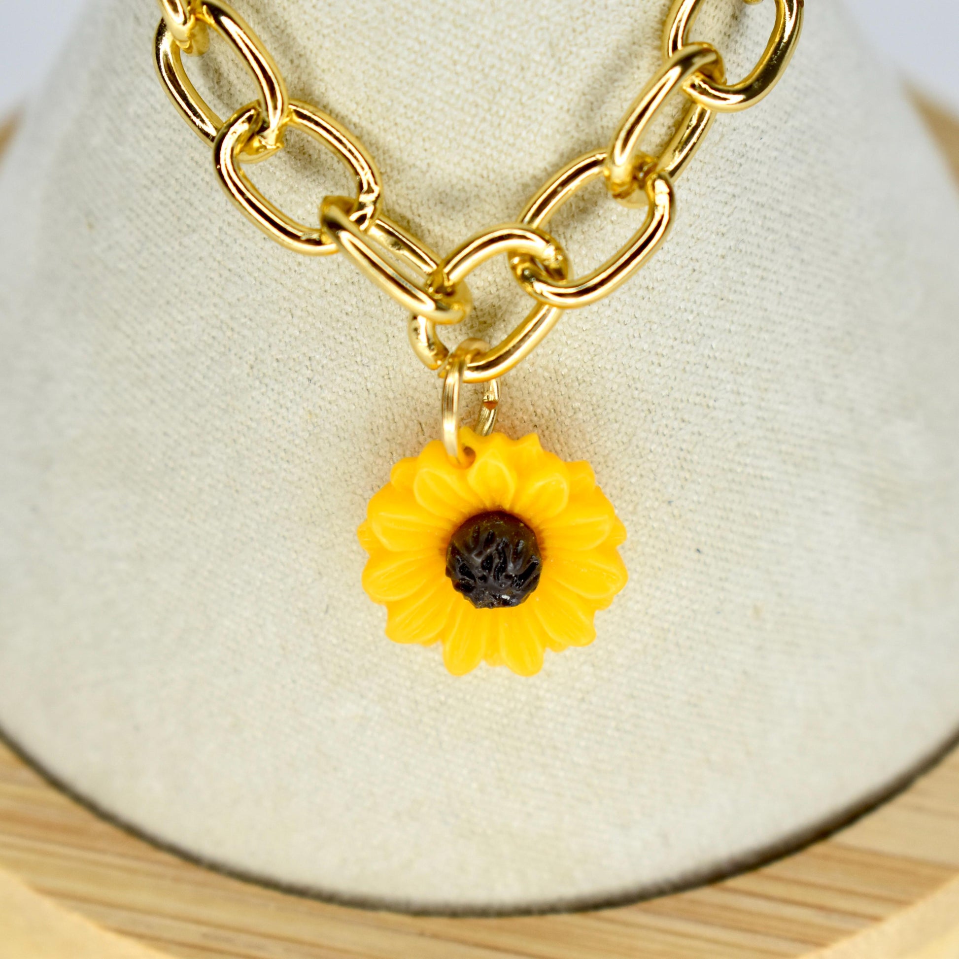 Gold Chain Sunflower Charm Necklace for Monster Doll