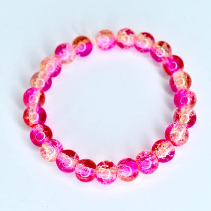 Pink Crackle Glass Bead Necklace for Monster Doll