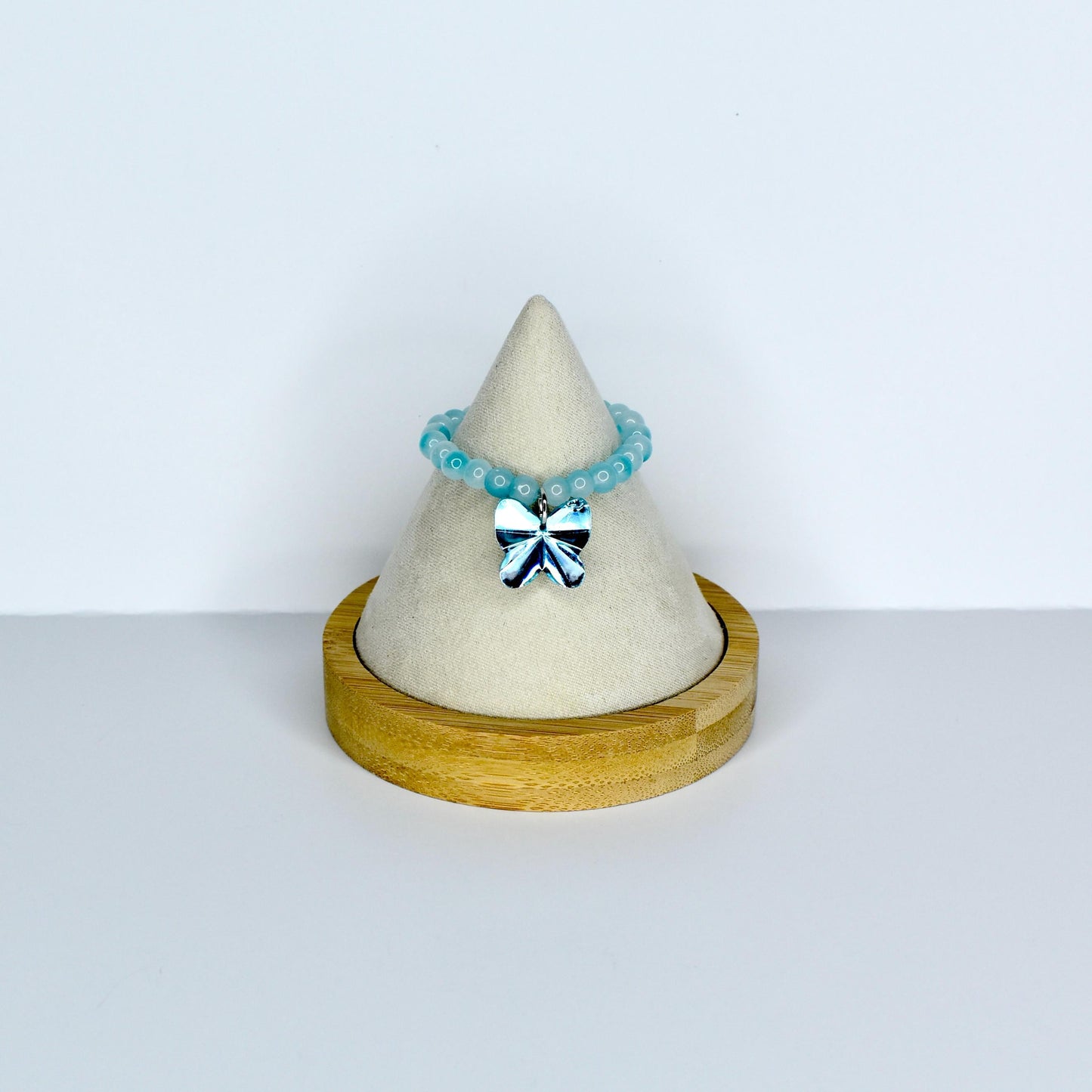 Blue Frosted Bead Butterfly Charm Necklace for Monster Doll