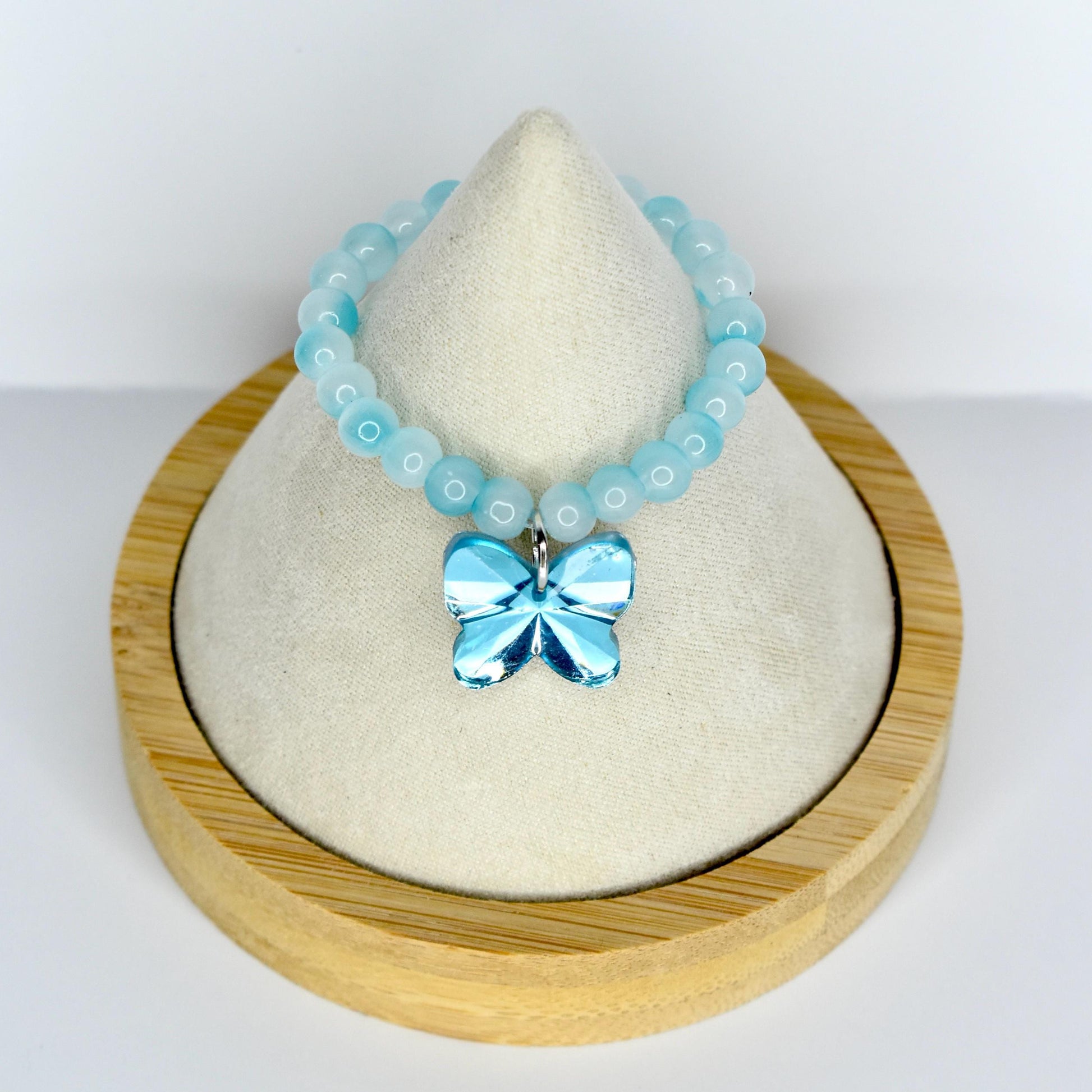 Blue Frosted Bead Butterfly Charm Necklace for Monster Doll