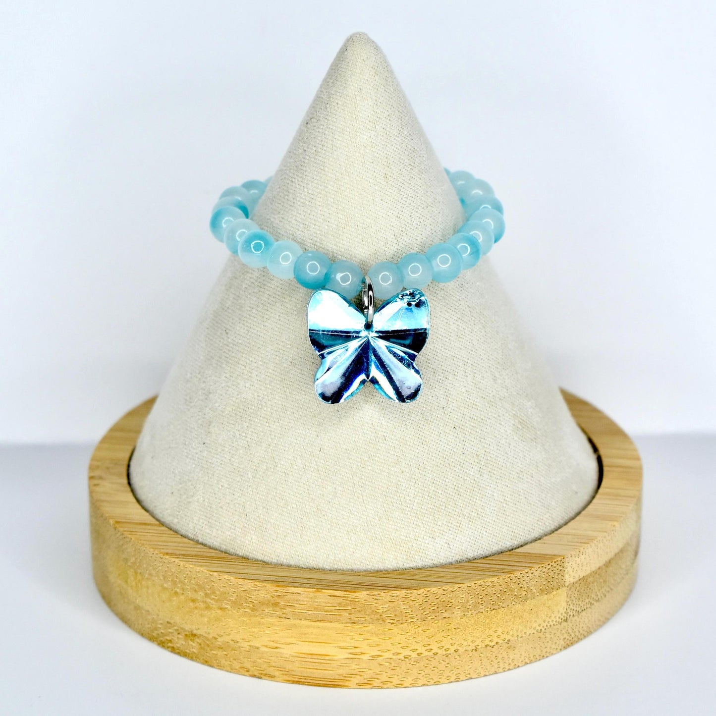 Blue Frosted Bead Butterfly Charm Necklace for Monster Doll
