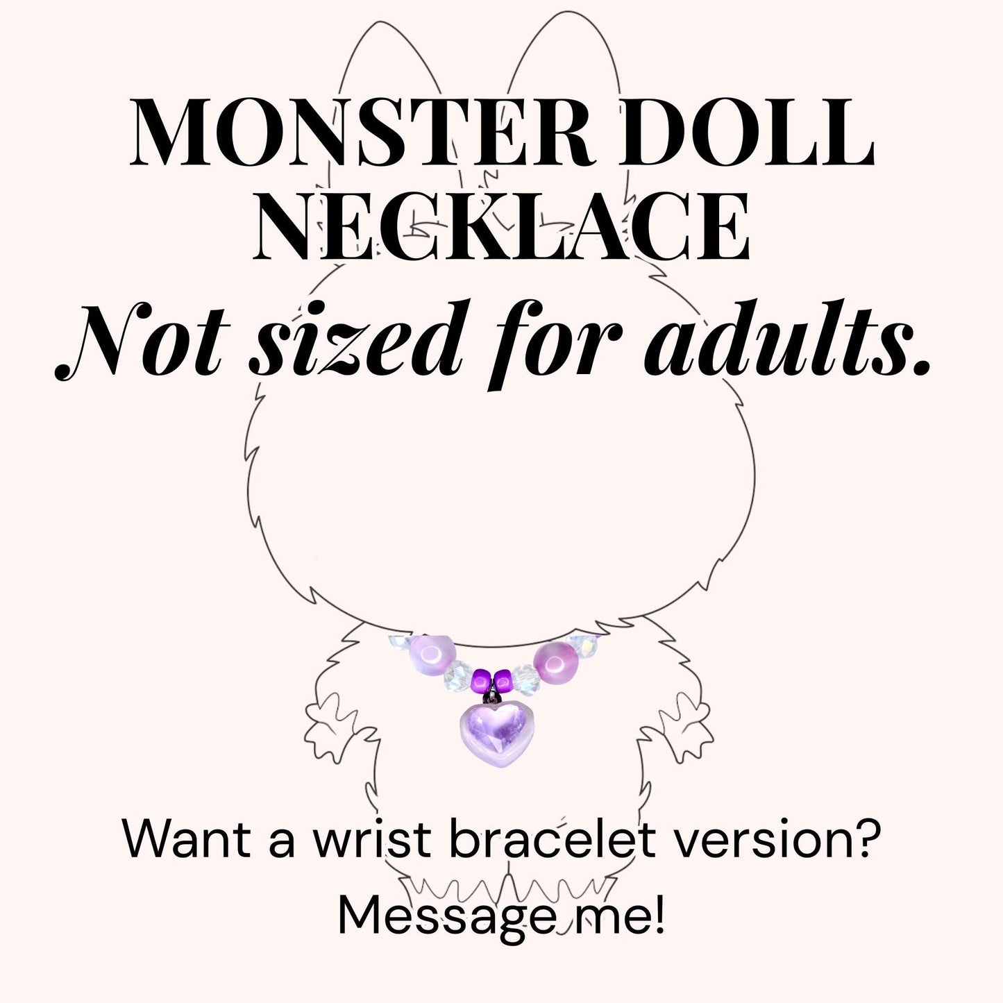 Purple Heart Charm Necklace for Monster Doll