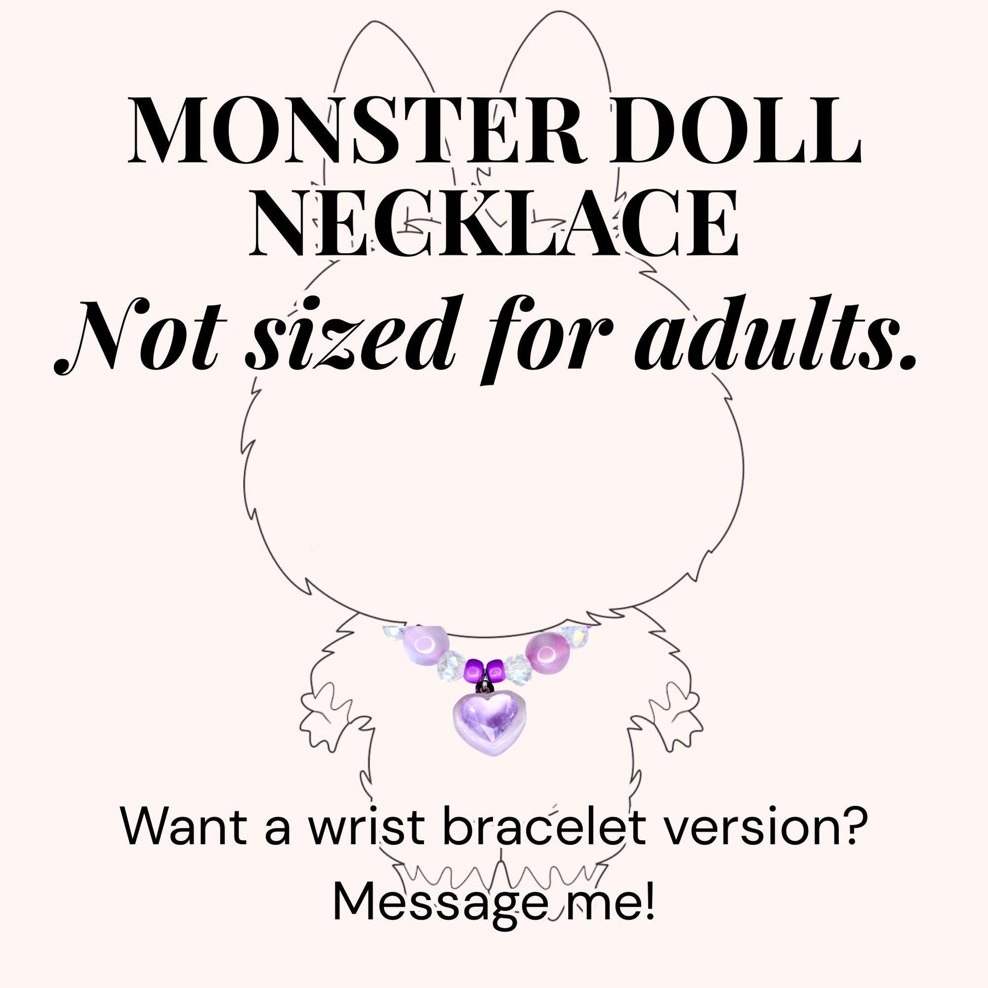 Purple Heart Charm Necklace for Monster Doll