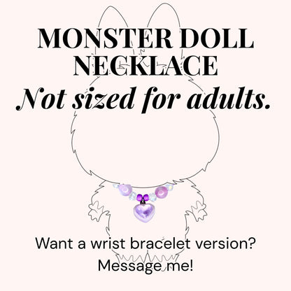 Purple Heart Charm Necklace for Monster Doll