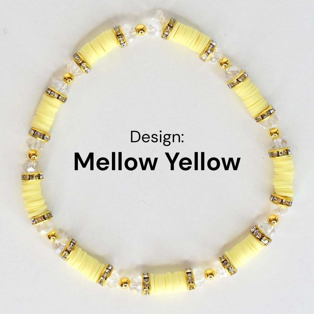 Pastel Spring Blossom Bracelet Stack | Yellow Pink Crystal Beaded Jewelry