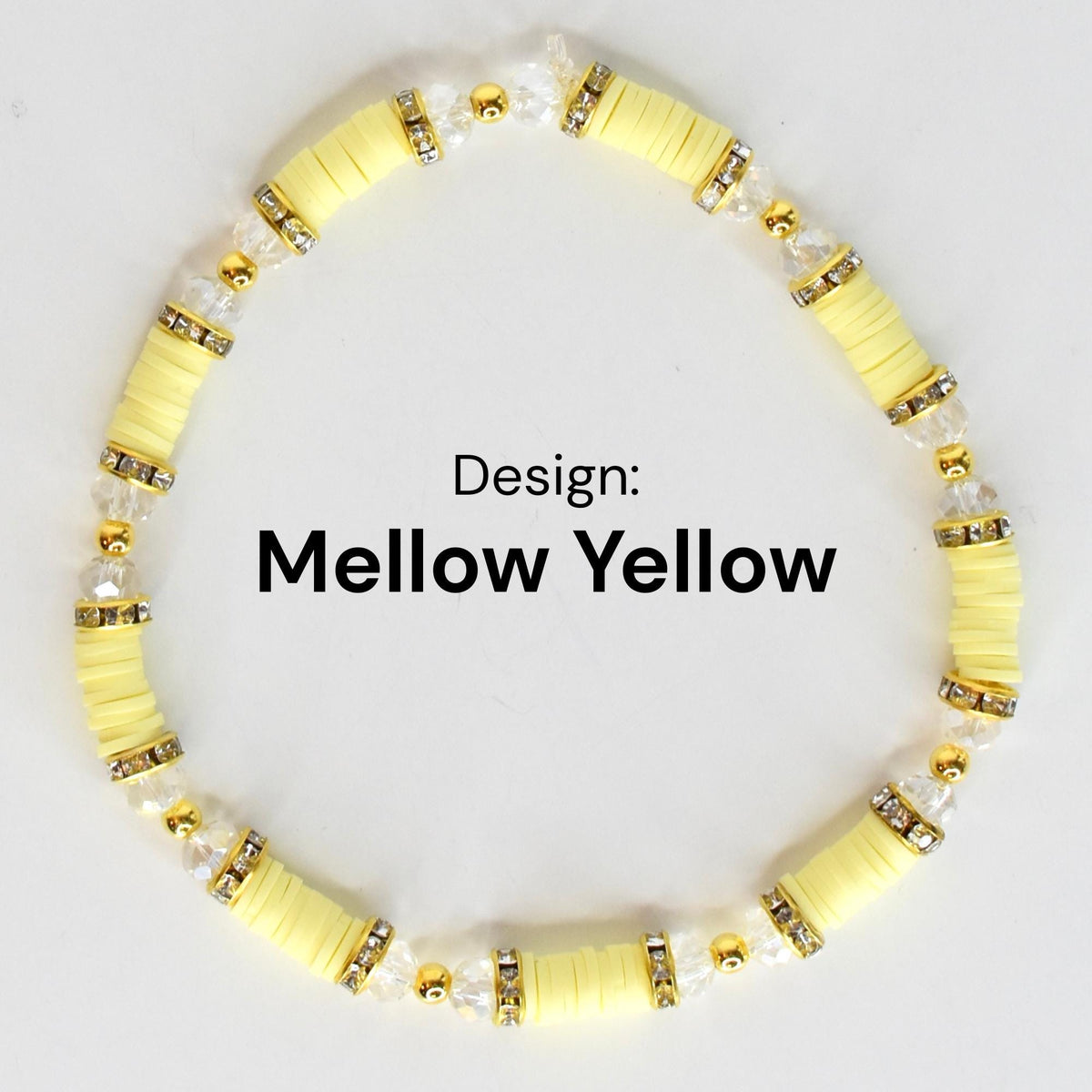 Pastel Spring Blossom Bracelet Stack | Yellow Pink Crystal Beaded Jewelry