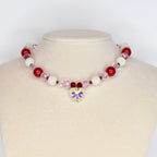 Crystal Heart Necklace | Red Pink Beaded Necklace | Kids & Adult Sizes