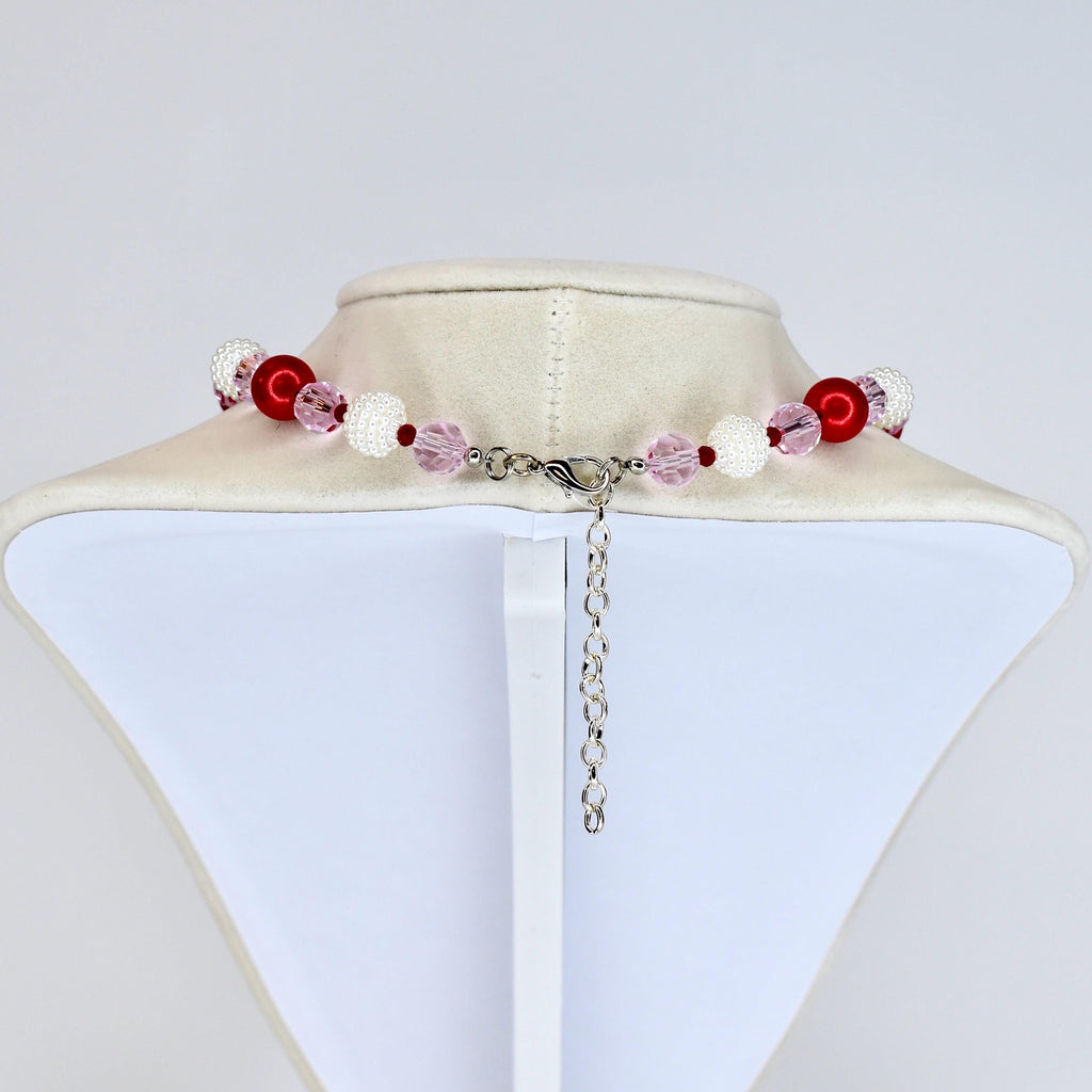 Crystal Heart Necklace | Red Pink Beaded Necklace | Kids & Adult Sizes