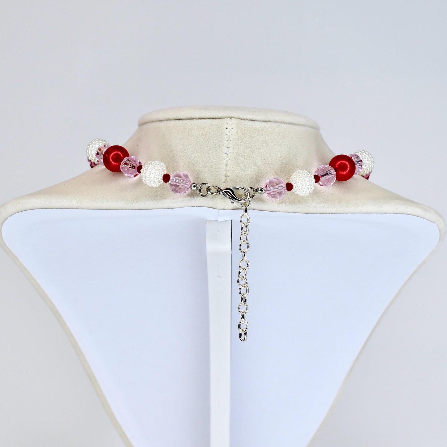 Crystal Heart Necklace | Red Pink Beaded Necklace | Kids & Adult Sizes