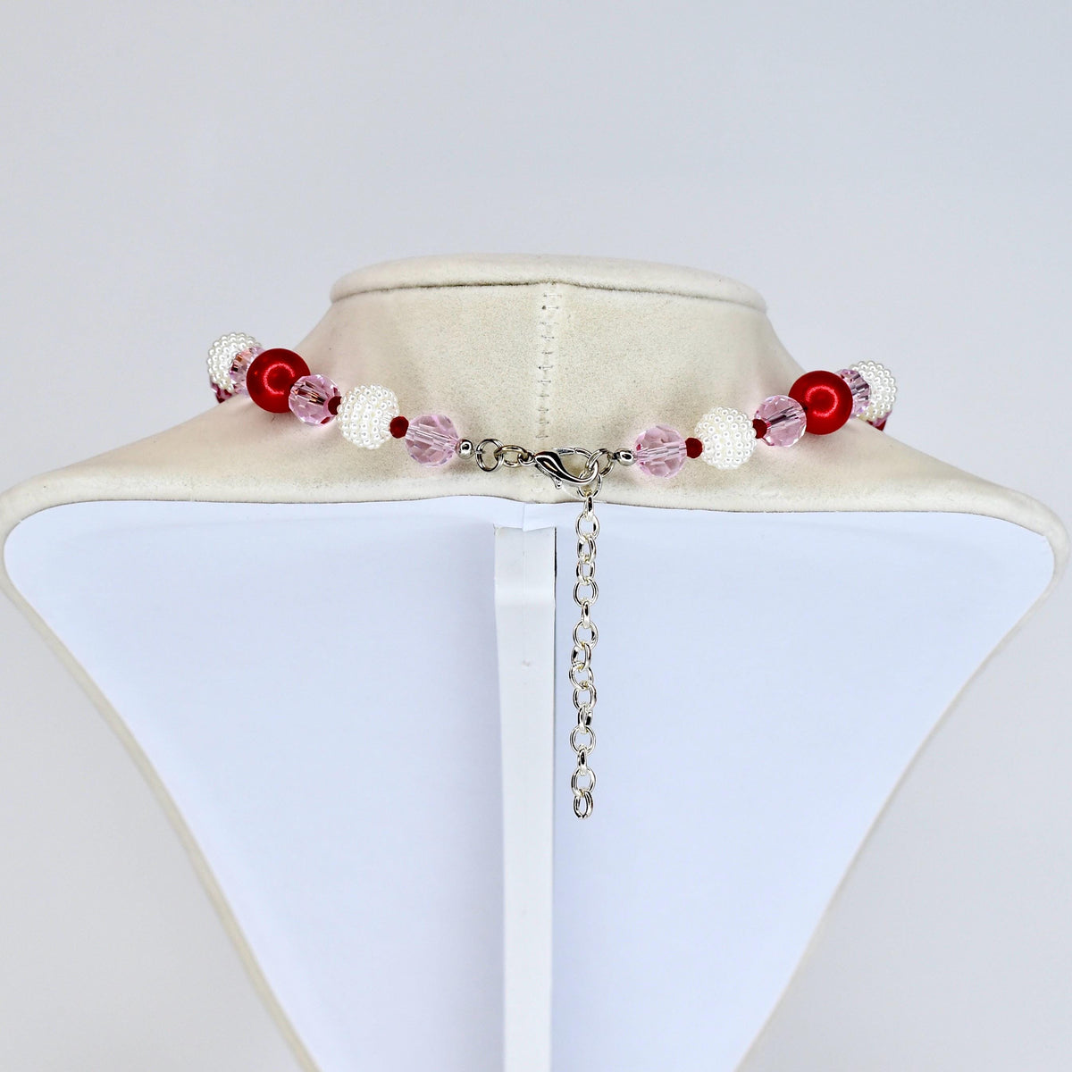 Crystal Heart Necklace | Red Pink Beaded Necklace | Kids & Adult Sizes