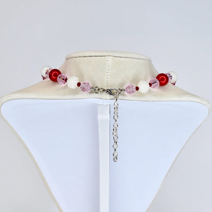 Crystal Heart Necklace | Red Pink Beaded Necklace | Kids & Adult Sizes