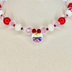 Crystal Heart Necklace | Red Pink Beaded Necklace | Kids & Adult Sizes