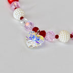 Crystal Heart Necklace | Red Pink Beaded Necklace | Kids & Adult Sizes