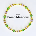 Lemon Breeze Bracelet Collection: Pink Yellow Green and Gold Beaded Bracelets with Crystal Accents