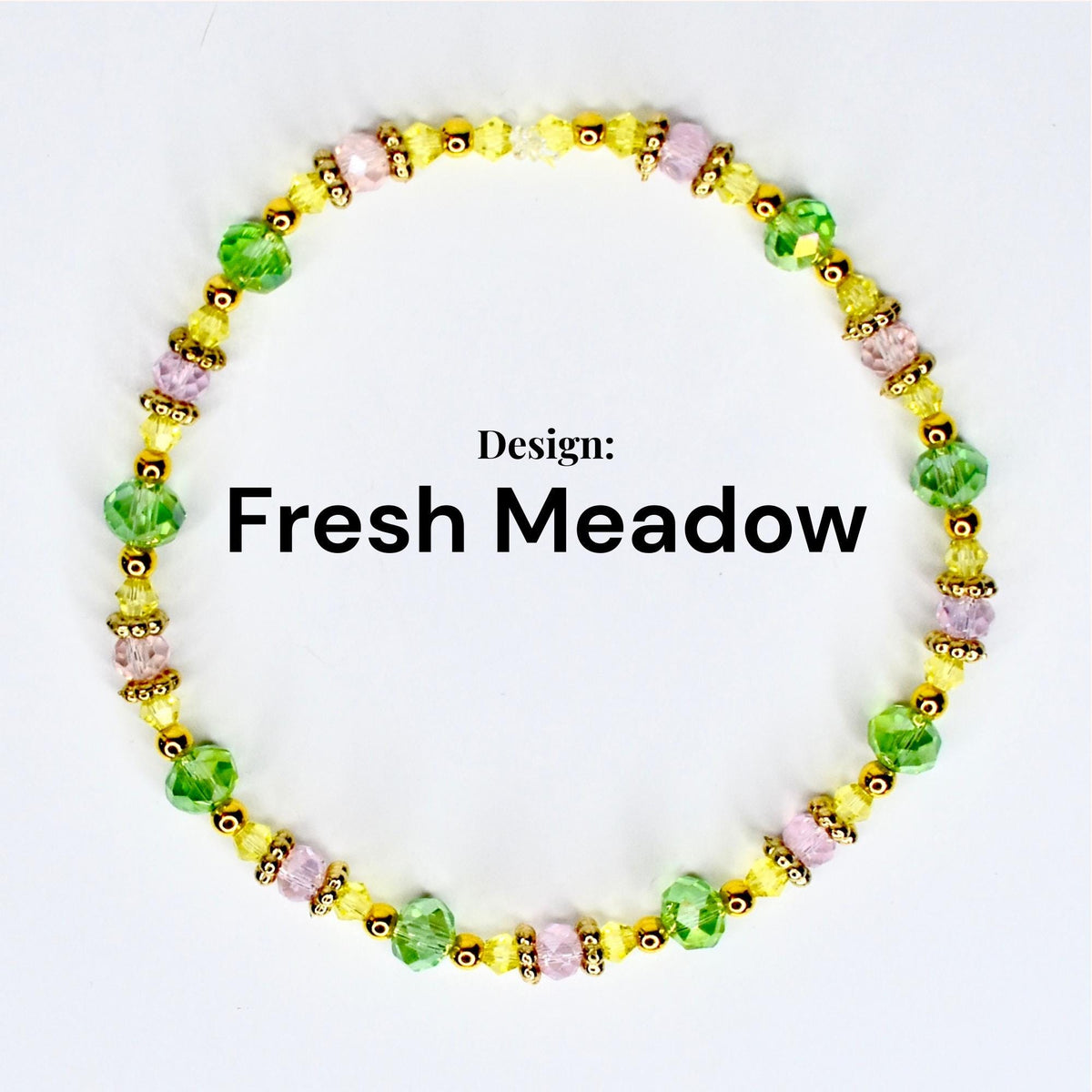 Lemon Breeze Bracelet Collection: Pink Yellow Green and Gold Beaded Bracelets with Crystal Accents