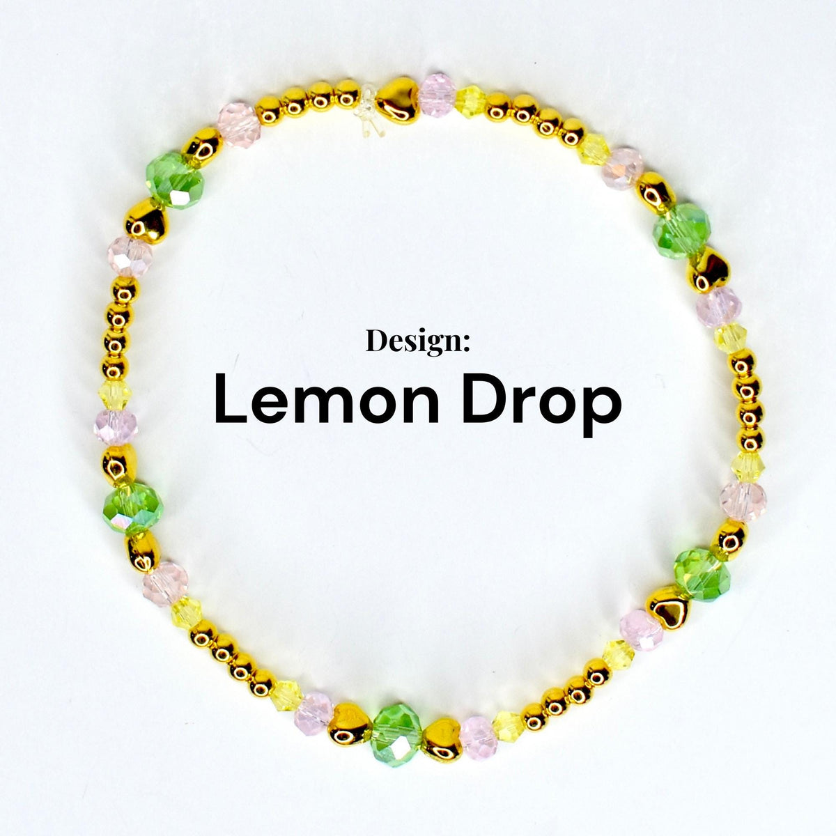 Lemon Breeze Bracelet Collection: Pink Yellow Green and Gold Beaded Bracelets with Crystal Accents