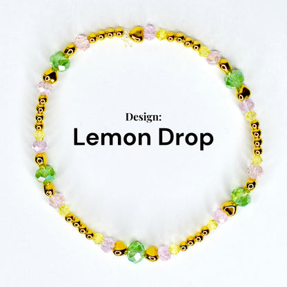 Spring Blossom Bracelet Collection: Pink Yellow Green and Gold Beaded Bracelets with Crystal Accents