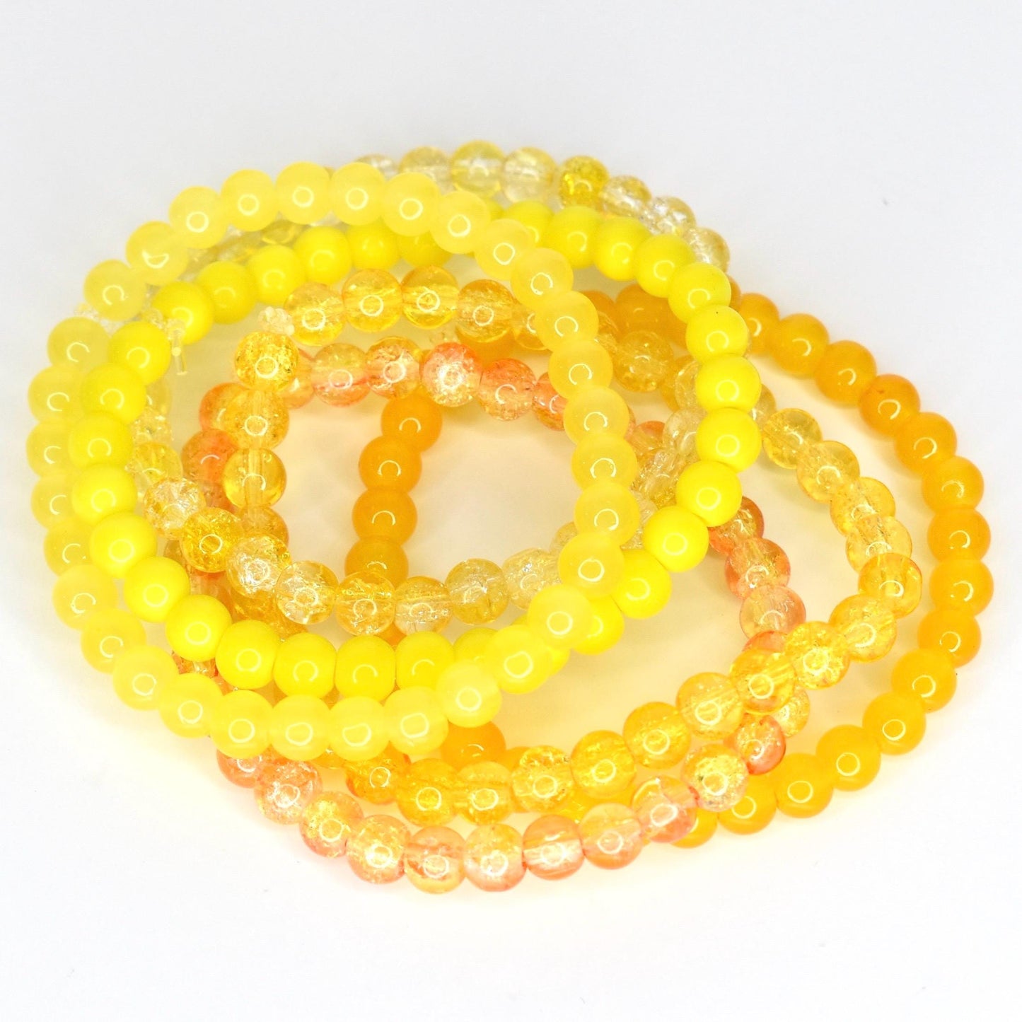 Yellow Beaded Stretch Bracelet | Minimalist Bead Stacking Bracelet